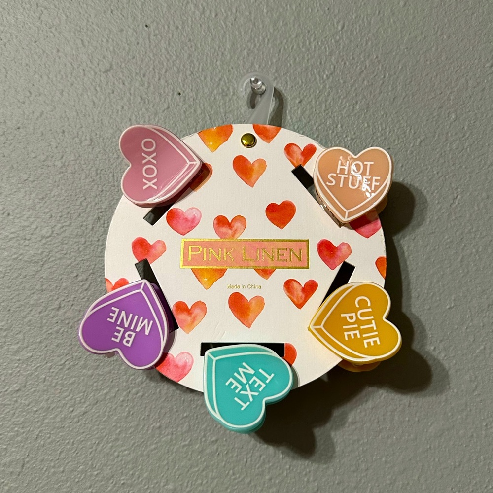 Valentines Conversation Hearts Hair Clips Set of 5